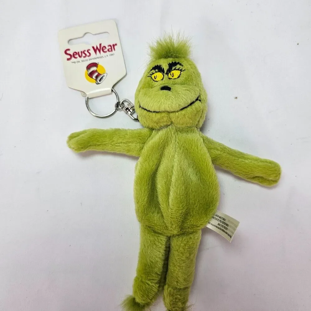 Vintage 1997 Dr Seuss Grinch Seuss Wear Plush Keychain Coin Purse Green 7